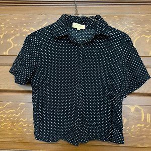 Short Sleeve Black with White Polka-Dotted Shirt